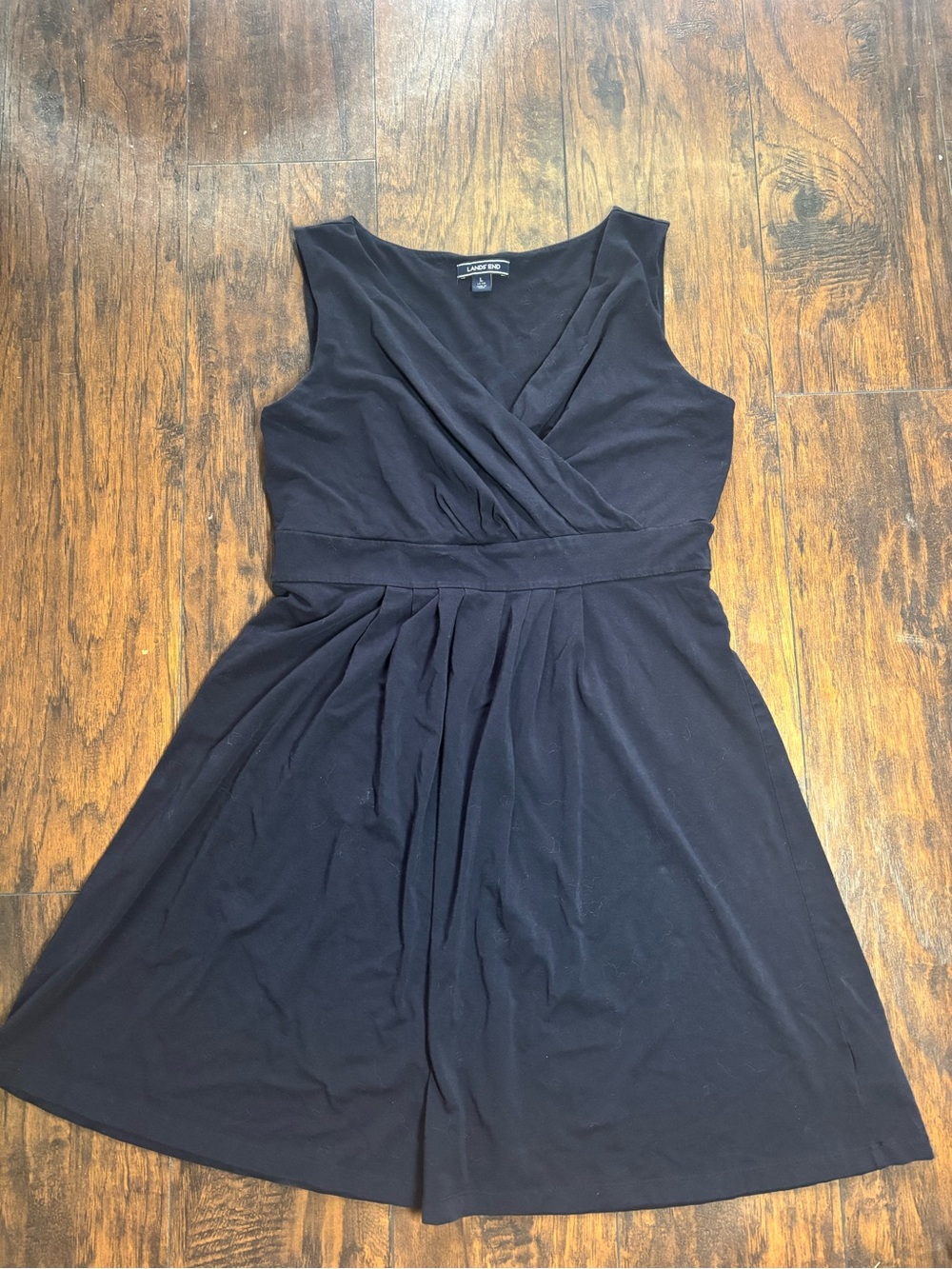 Women’s Lands' End Navy Blue Sleeveless Wrap-Style Dress Size Large 14-16